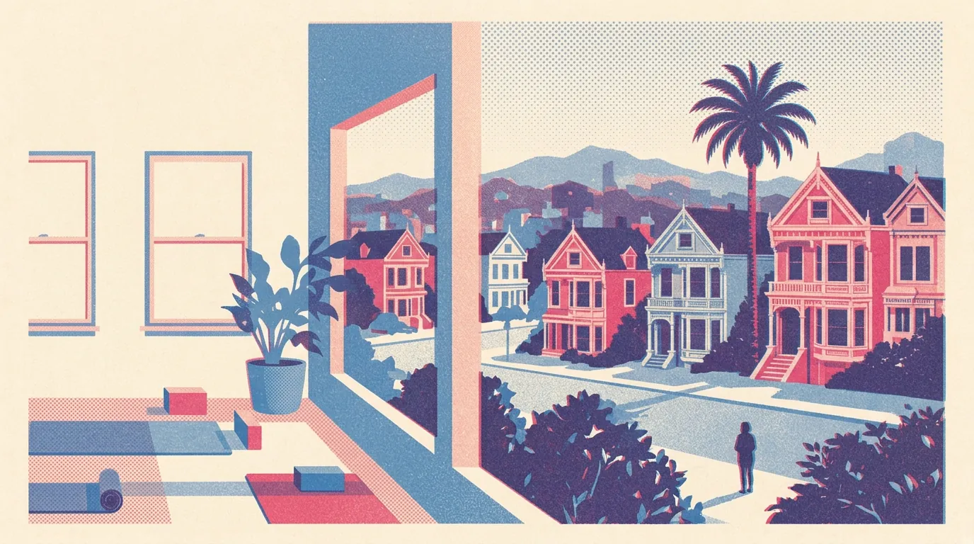 Illustration of yoga and pilates studios in Berkeley