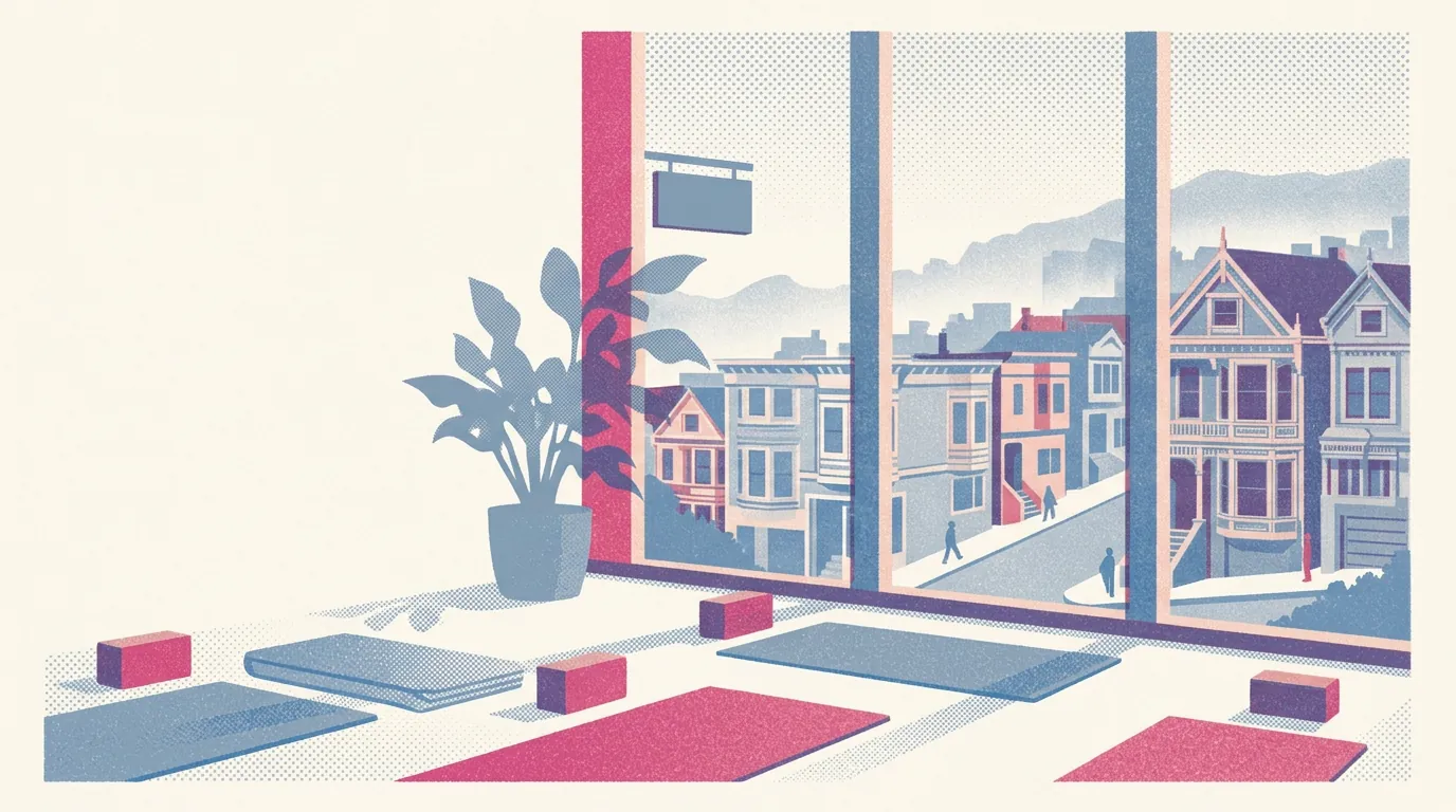 Illustration of yoga and pilates studios in San Francisco