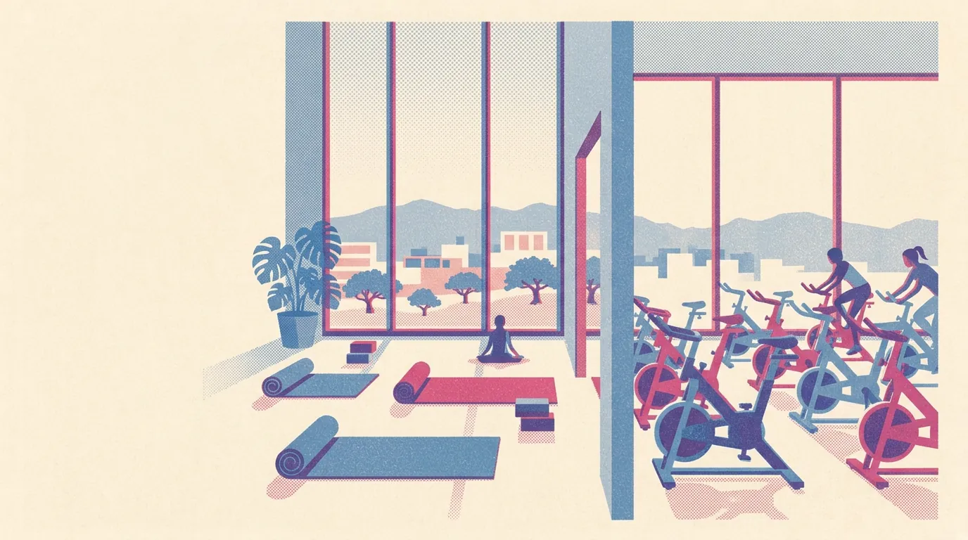 Illustration of yoga and pilates studios in Oakland