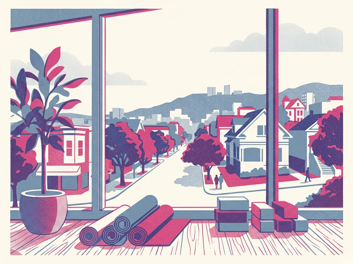 Illustration of yoga and pilates studios in Berkeley