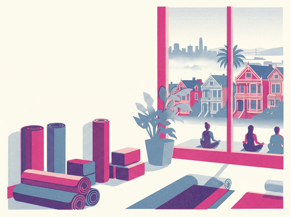 Illustration of yoga and pilates studios in San Francisco