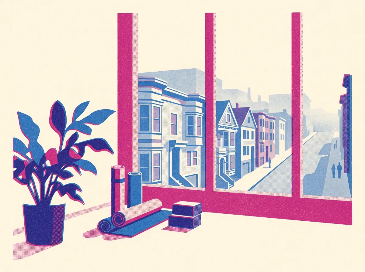 Illustration of yoga and pilates studios in San Francisco