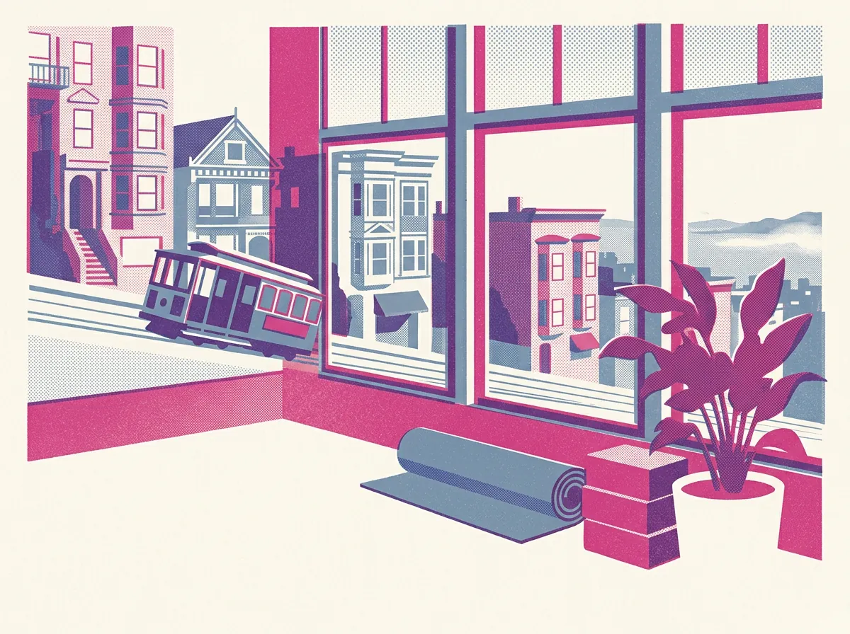 Illustration of yoga and pilates studios in Nob Hill